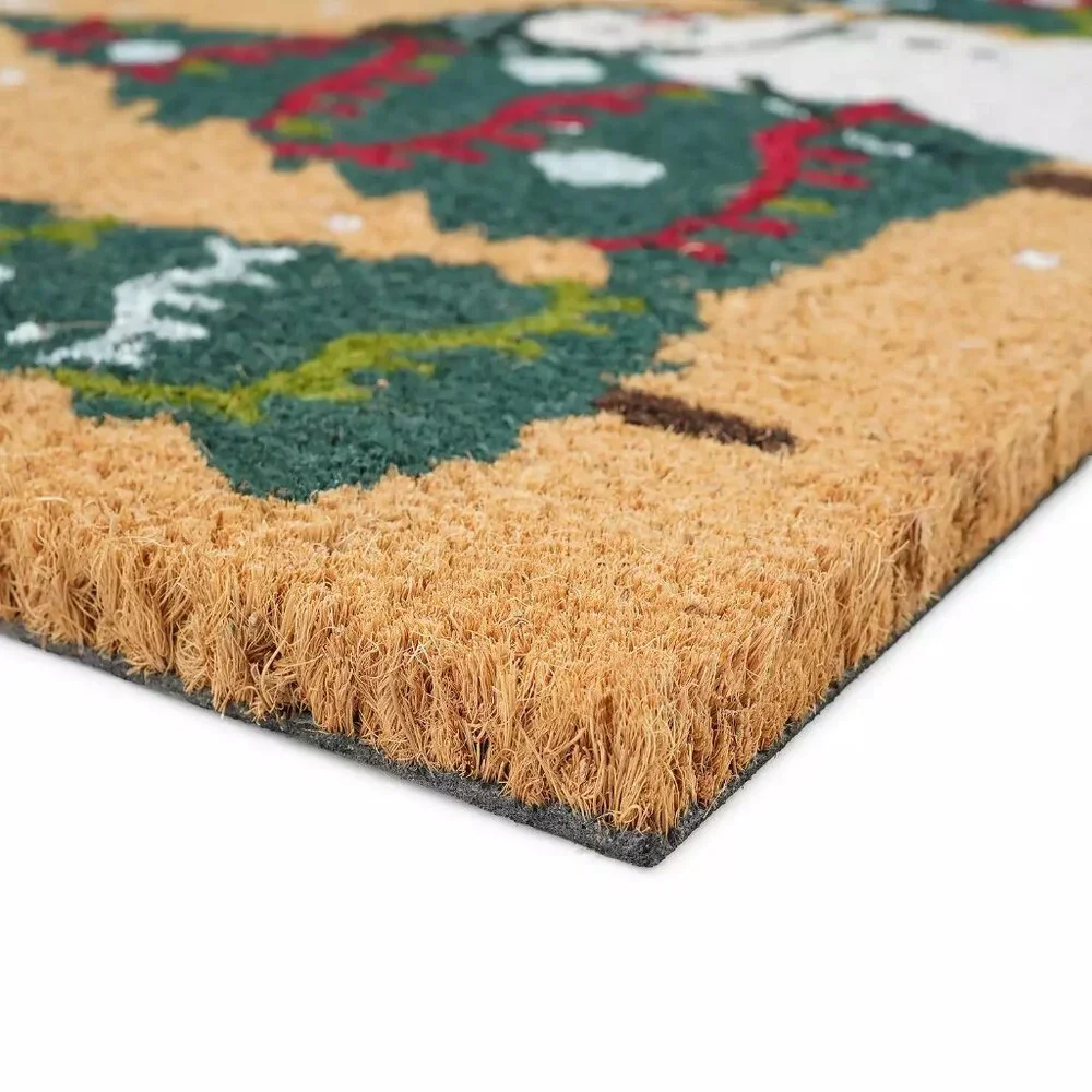 St. Nicholas Square Shaped Holiday Snowmen Scene Coir Doormat